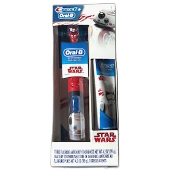 Star Wars Battery Operated Tooth Brush w/ Crest Oral B "Bubble Gum" Toothpaste - Picture 1 of 3